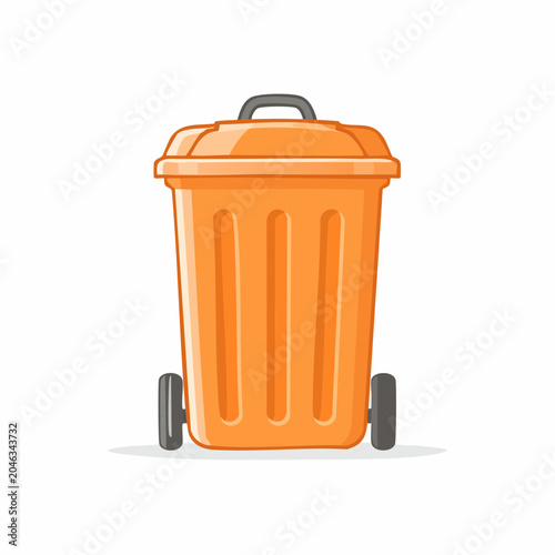 Orange Wheeled Trash Can Illustration