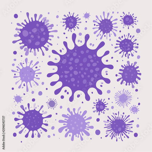 Purple Coronavirus Microbe Icons
