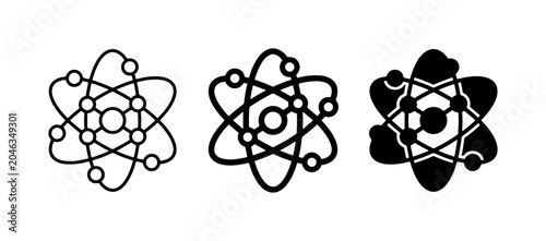 Bild auf Leinwand Atomic Structure Icons, Science Symbols, Molecular Models, Physics Concepts, Che