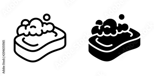 Cuadro en lienzo Bar of Soap with Bubbles Icon, Hygiene and Cleaning Symbol, Simple Vector Illust