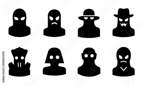 Fotografi Mysterious Silhouette Icons: Secretive Figures, Anonymous Faces, Enigmatic Chara