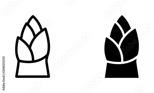 Bild auf Leinwand Bamboo Shoot Icon Set, Fresh Spring Vegetable, Healthy Food Symbol, Outline and