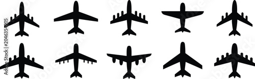 Tableau sur toile airplane vector set overhead aircraft shapes for aero projects