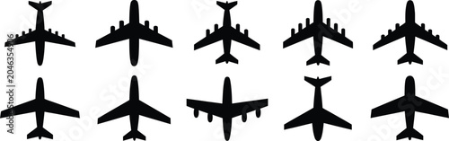 Photos airplane top view aircraft identification silhouettes for design use