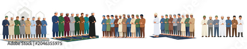 Cuadro en lienzo A vibrant depiction of a Muslim congregation engaged in prayer, showcasing unity