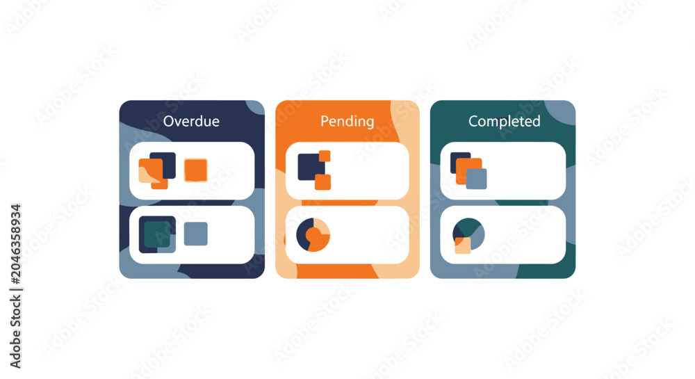 Fototapeta premium Modern Task Management Dashboard UI Concept with Overdue Pending and Completed Status Cards