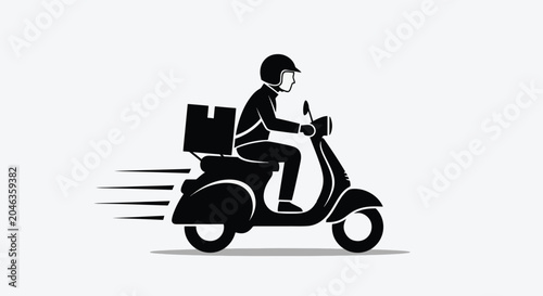 Εκτύπωση καμβά Delivery Scooter Rider Icon with Speed Lines 1.