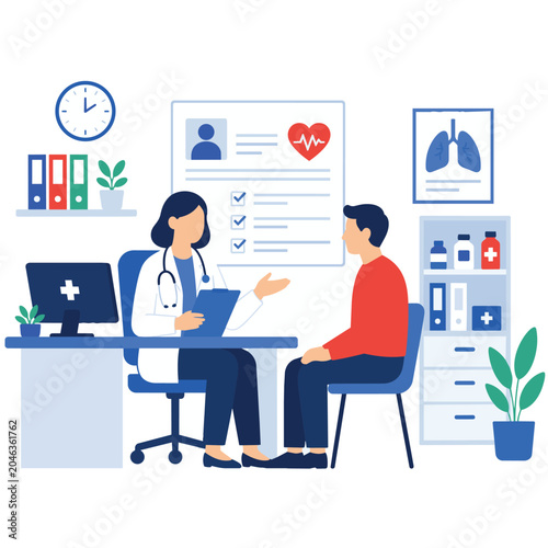 Medical Consultation and Healthcare Clinic Services Illustration