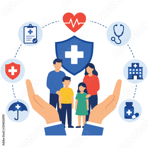 Family Health Protection and Medical Insurance Concept