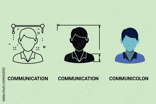 A humorous featuring three human avatars with labels playing on the word communication, including a pun on the punctuation mark colon