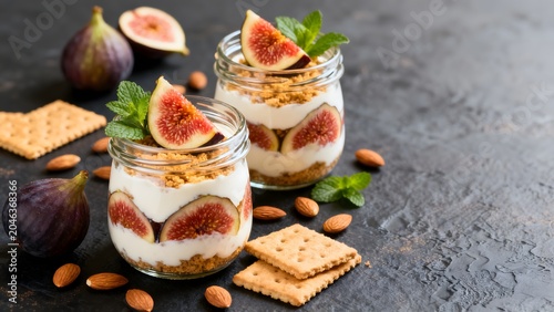 Fruit yogurt parfaits in jars