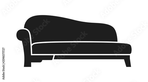 Tableau sur toile Black Silhouette Of A Chaise Lounge Minimalist Furniture Shape