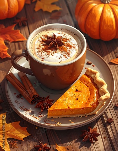 Warm bowl of pumpkin soup with bread and nuts.