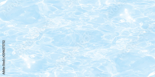 Фотография Light blue water ripple background with sunny caustic reflections overhead