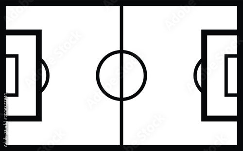 Schilderij op canvas Soccer field diagram with markings center circle goal areas and boundary lines v