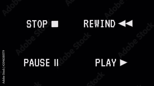 VHS Playback Set Overlay Featuring Play Pause Stop and Rewind