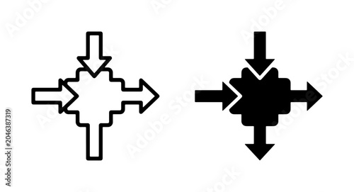 Foto Convergence and Divergence Arrows, Vector Icons for Direction and Flow, Input an