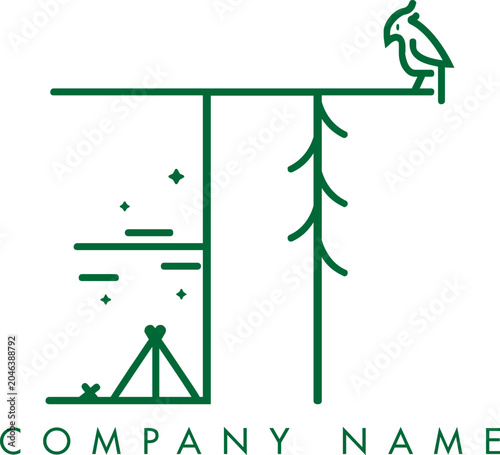 Minimalistic Abstract Initial Letter ET Nature Outdoor Line Art Logo Design