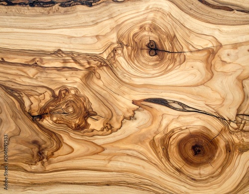 Close-up of richly patterned, polished wooden surface showing intricate grain, knots, and warm, natural tones, evoking age and texture