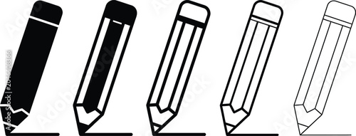 Fotografie Pencil icons in various line styles and shading