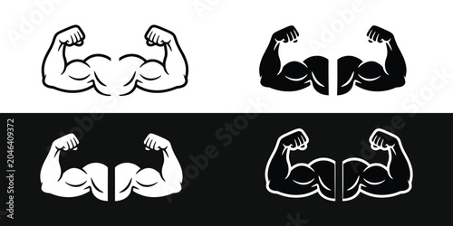 Cuadro en lienzo Flexed bicep muscle illustrations in various color schemes
