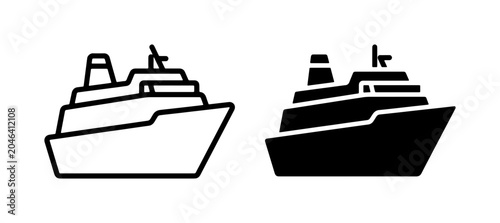 Foto Cruise Ship Icons, Ocean Liner Vector Graphics, Passenger Vessel Symbols for Tra