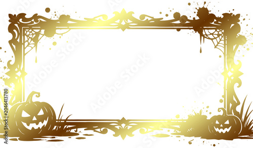 Foto Vector silhouette illustration of a Halloween themed ornamental frame with ide