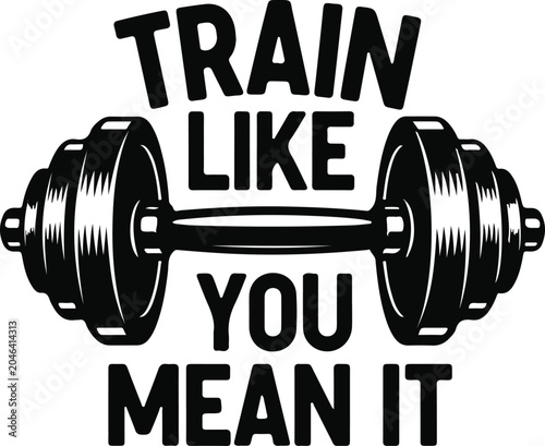 Gym fitness bold typography vector 'chase the pump' with barbells black and white