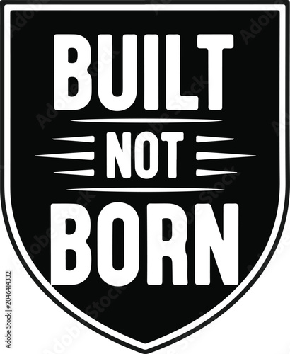 Gym fitness bold typography vector 'built in the gym' black and white design
