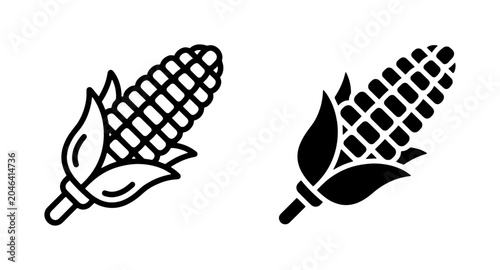 Cuadro en lienzo Corn Cob Icons Set, Maize Kernel Vector Graphics, Organic Food Symbols, Harvest