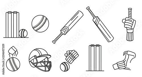 Canvas Print Cricket Equipment Sports Objects.