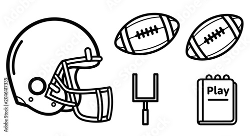 Photos American Football Equipment Illustration Set.