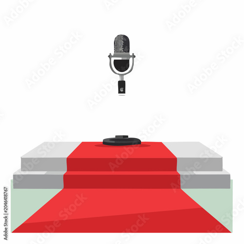 Retro Microphone on Red Carpet Stage
