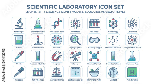 Scientific Laboratory Icon Set Collection.
