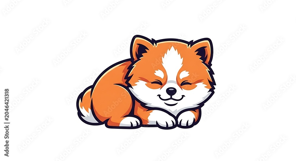 Fototapeta premium Orange tabby cat curled up sleeping peacefully.