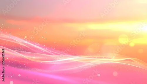 ピンクとオレンジの光り輝く抽象の波 / Glowing abstract waves in pink and orange colors (Generative AI)
