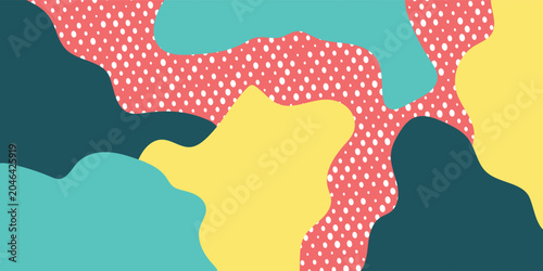 Slika na platnu Abstract colorful shapes with polka dot pattern.