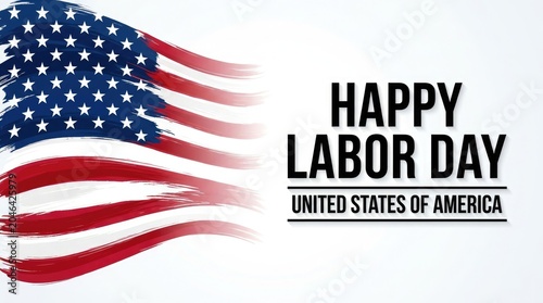 American flag waving on Labor Day in United States