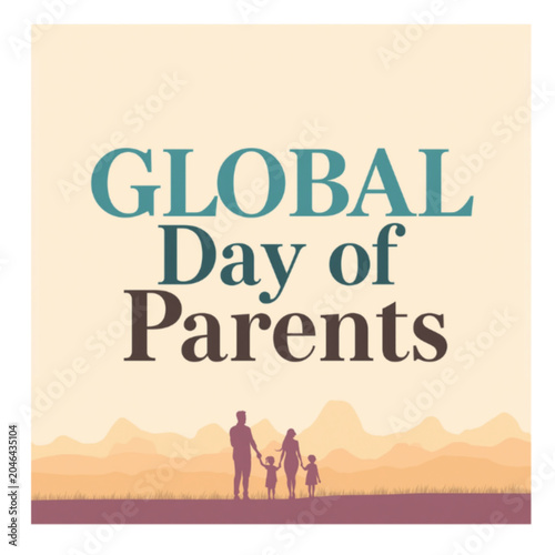 Happy family walking together in golden wheat field celebrating Global Day of Parents