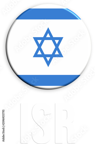 Circular israeli flag symbol with star of david in blue and white, with the word israel  suitable for national identity themes.
