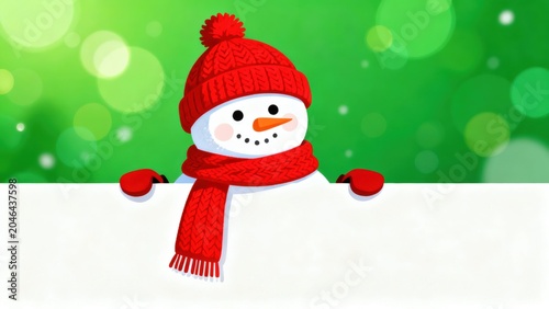 Snowman with red hat and scarf