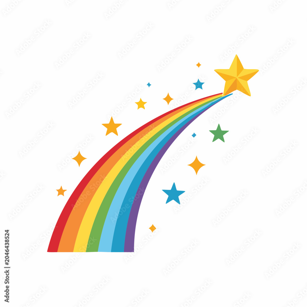 Fototapeta premium Rainbow with Shooting Star and Sparkles