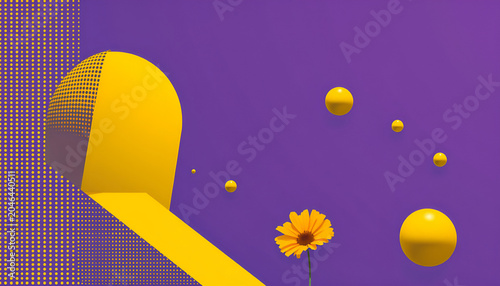 Universal trend halftone geometric shapes set juxtaposed with bright bold yellow elements composition. Des