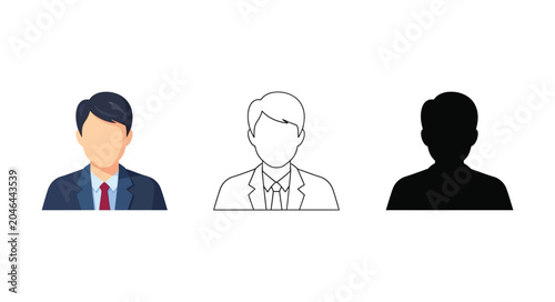 Three different avatars of businessman in various styles
