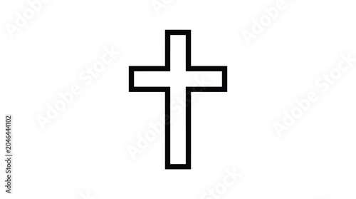 Minimalist black and white christian cross vector graphic illustration isolated on a clean white background