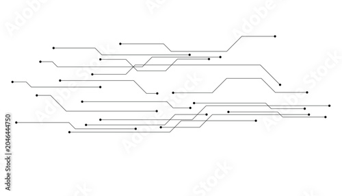 Tableau sur toile Minimalist black circuit board lines on a white background, representing electro