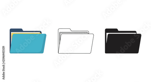 Folder icons with letter k on white background