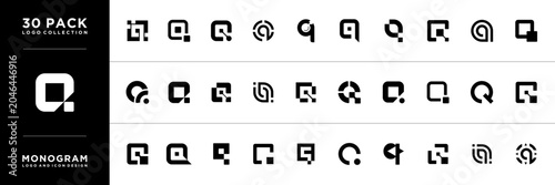 Fotografía Set of letter Q technology logo icon design template.