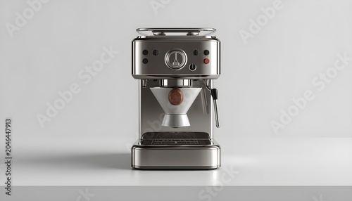 Modern Stainless Steel Espresso Machine on a Clean Studio Background