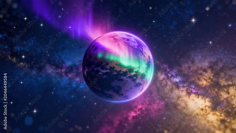Fototapeta premium Colorful planet in space